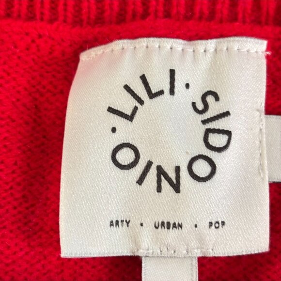 Lili Sidonio Womens Sweater Cropped Medium Puff Sleeve Preppy Striped 19251x - Picture 3 of 10